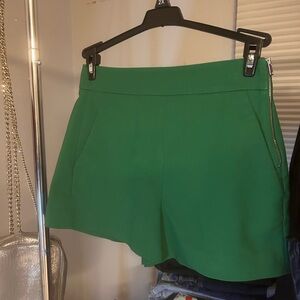 Zara Green High Waist Shorts Tailored Look